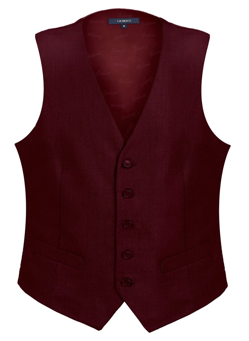 Gioberti Men's Formal Suit Vest Fit for Business or Casual Dress, Burgundy, 4X-Large - Image 1